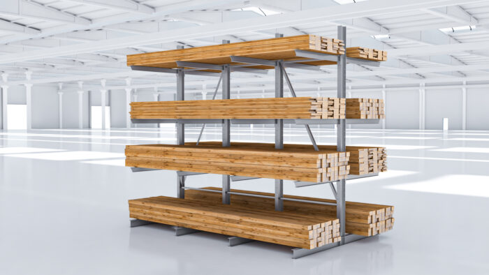 Kragarmregal doppelseitig feuerverzinkt 4 Ständer mit 4 Lagerebenen