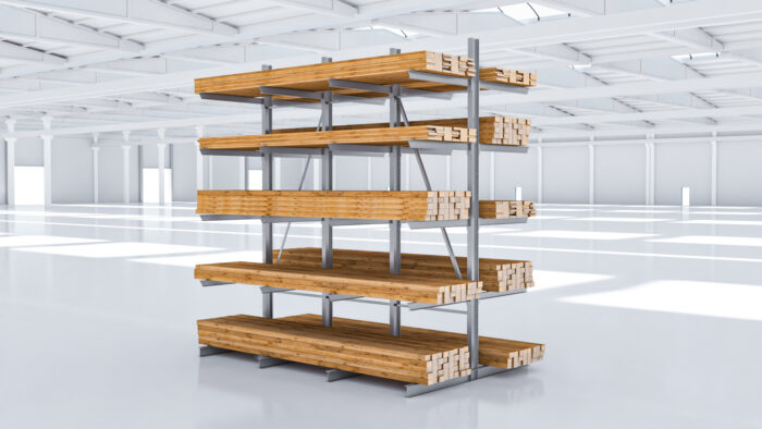 Kragarmregal doppelseitig feuerverzinkt 4 Ständer mit 5 Lagerebenen