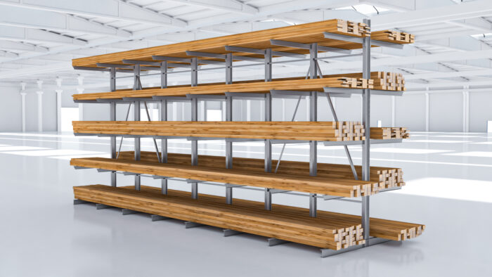 Kragarmregal doppelseitig feuerverzinkt 8 Ständer mit 5 Lagerebenen