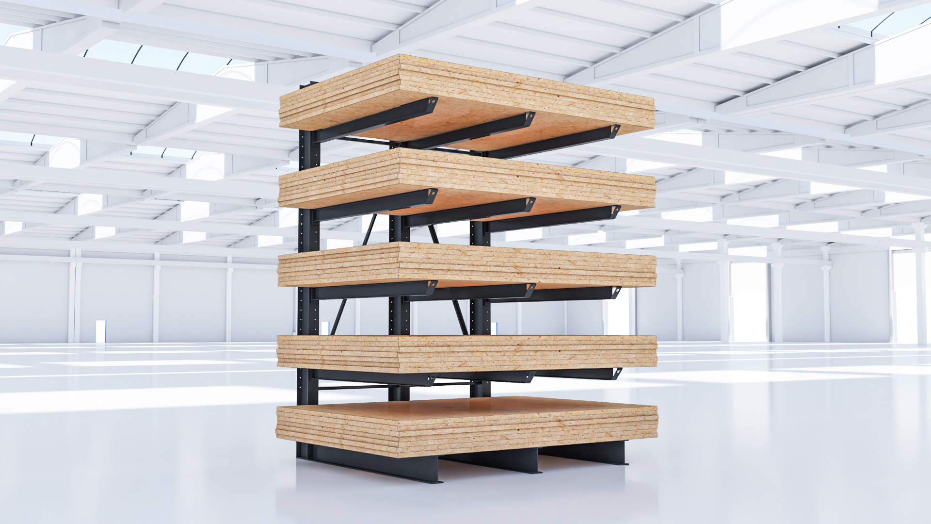 kragarmregal-einseitig-lackiert-spanplattenregal Kragarmregal für Spanplatten