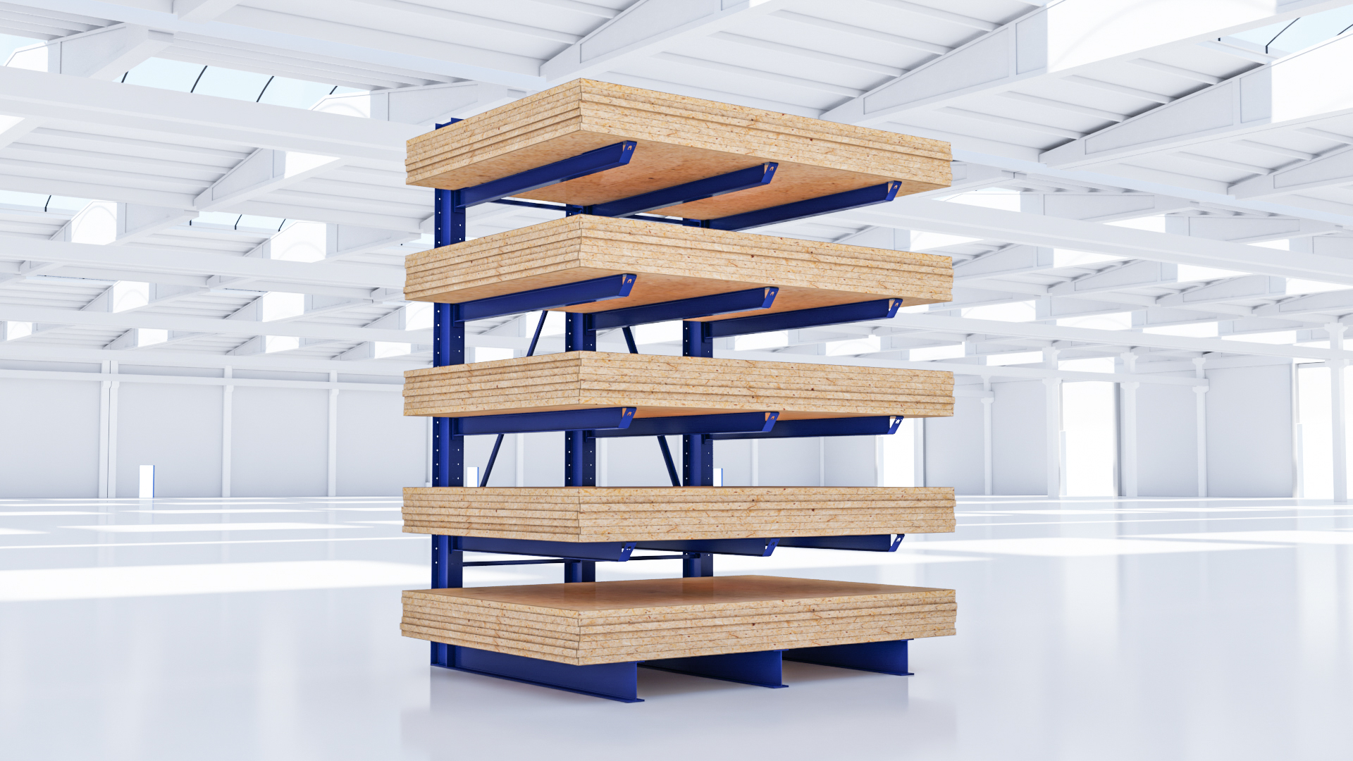 Spanplattenregal einseitig lackiert in RAL 5010 Enzianblau